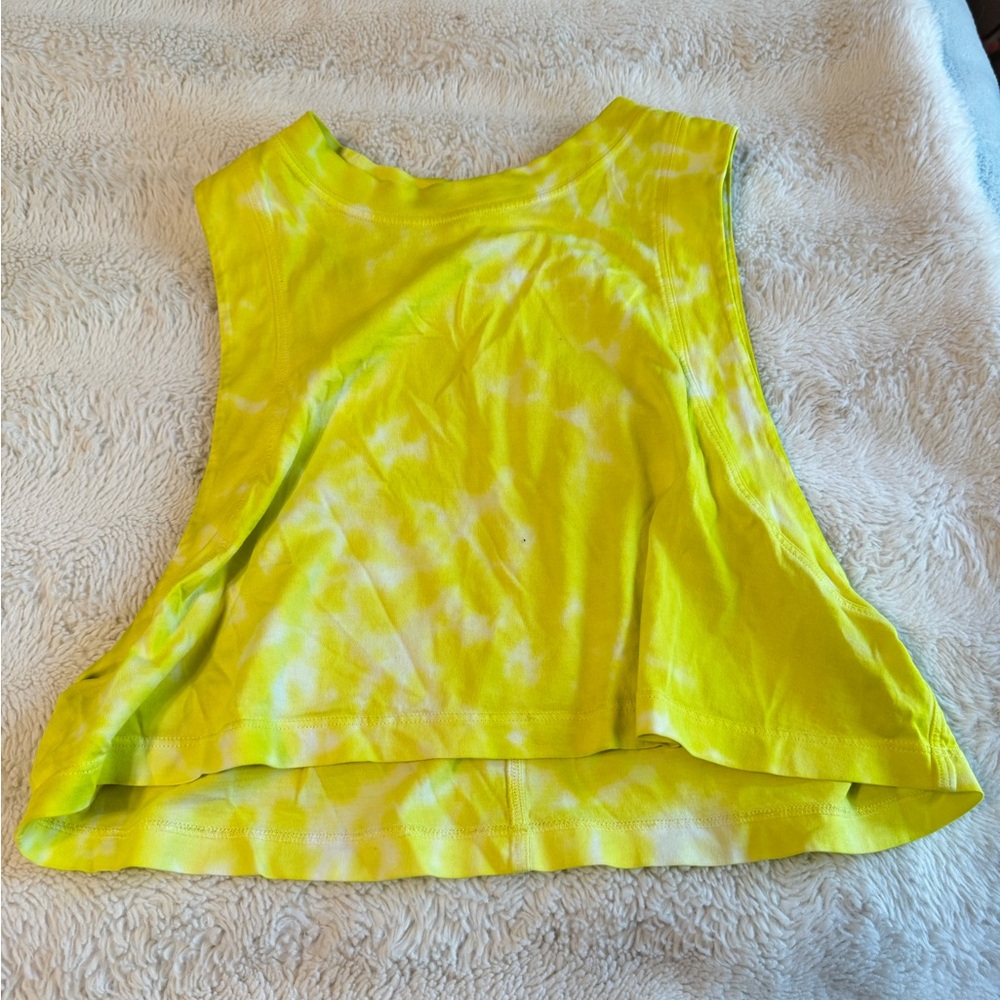 Yellow spotted Lululemon crop top size 2